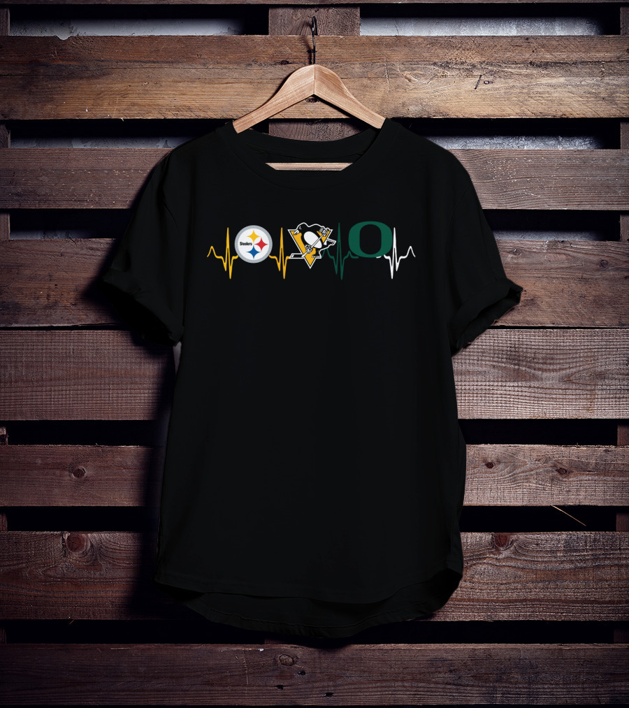 Love Steelers Penguins Oregon Heartbeat T-Shirt