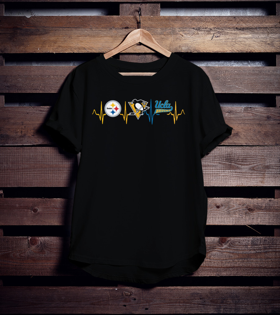 Steelers Penguins Ucla Bruins Heartbeat Love T-Shirt