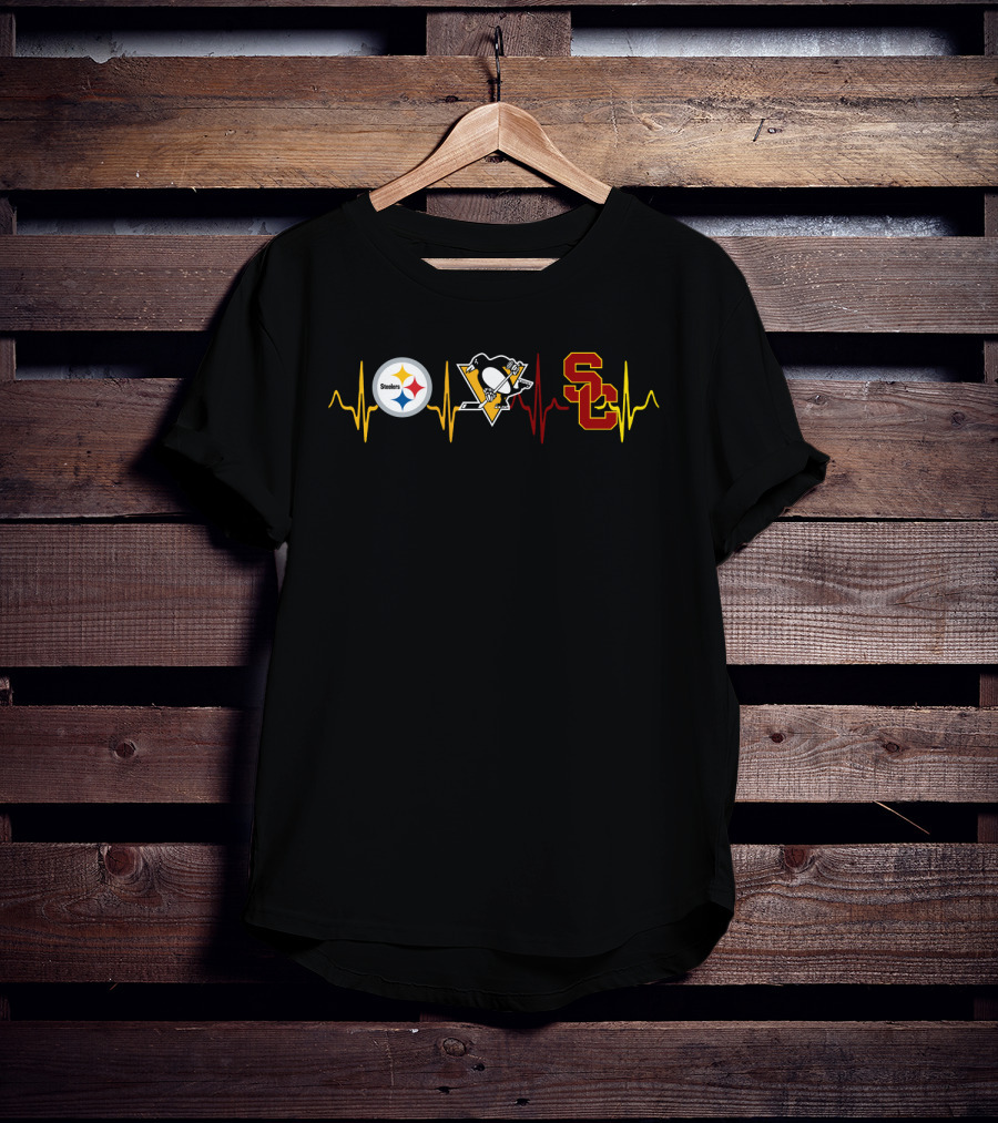 Steelers Penguins Usc Heartbeat T-Shirt