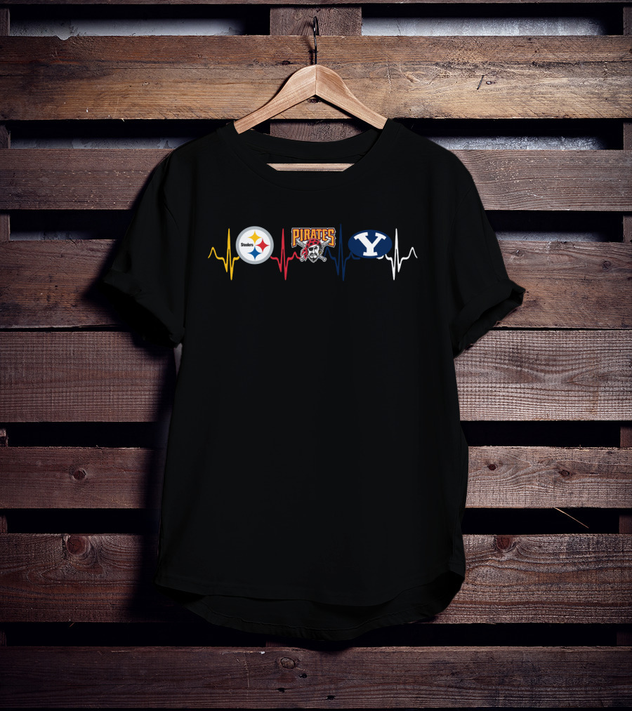 Steelers Pirates Byu Heartbeat Line T-Shirt