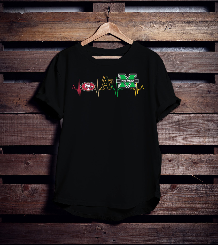 49ers Athletics A's The Herd Mth Heartbeat T-Shirt