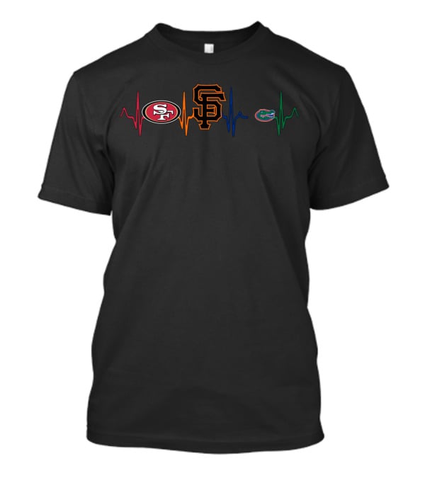 Love 49ers Giants Florida Gators Heartbeat T-Shirt