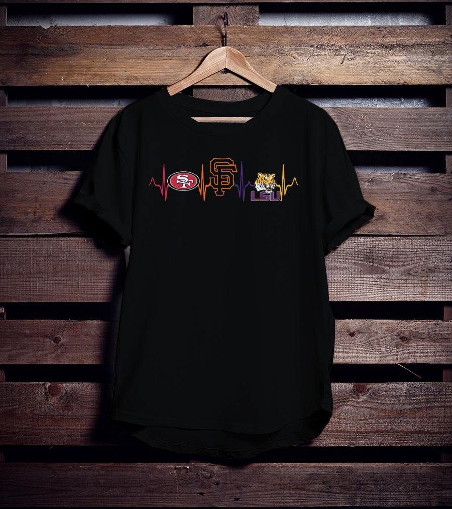 San Francisco 49ers Giants Lsu Tigers Heartbeat T-Shirt