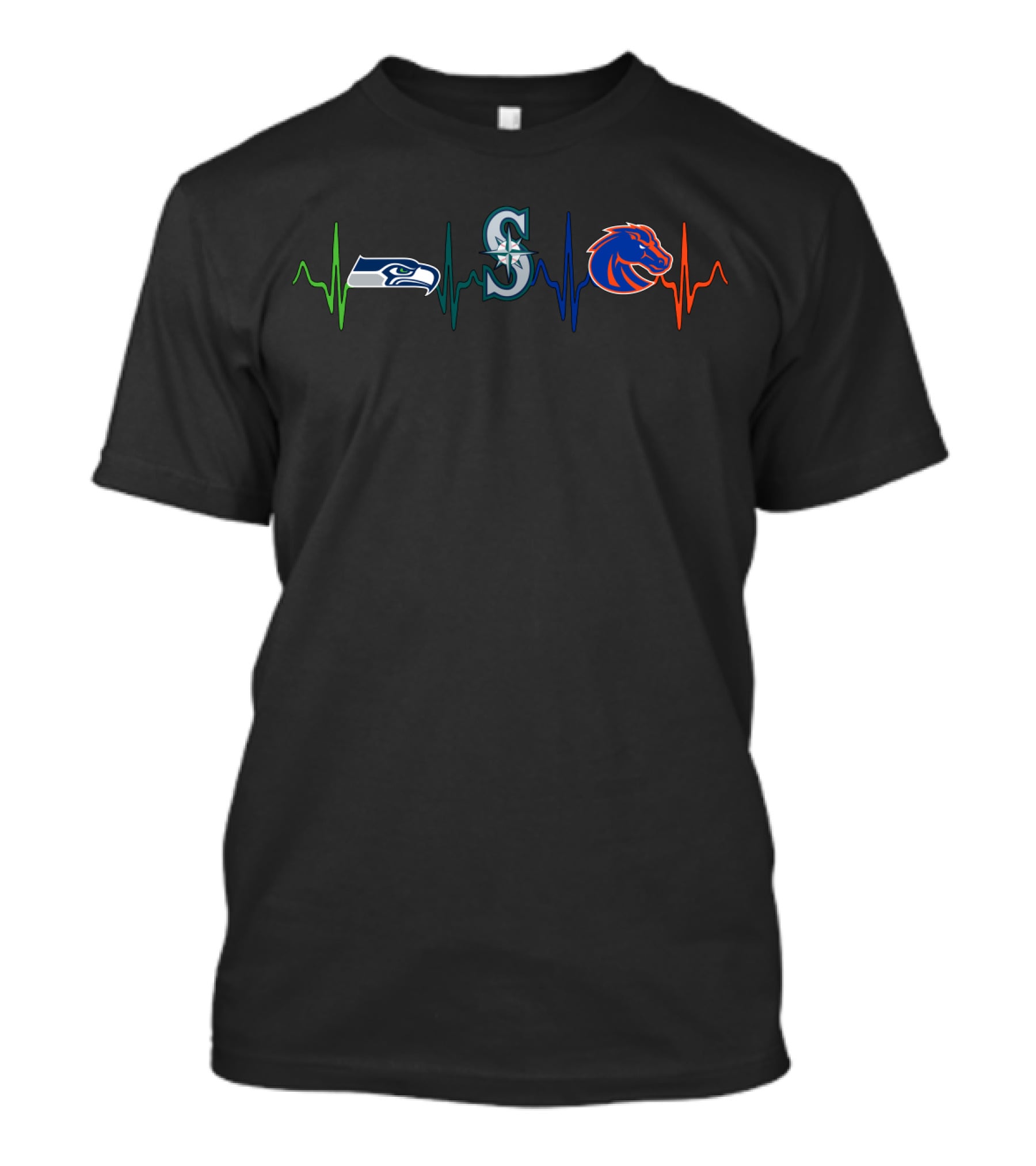 Seahawks Mariners Broncos Heartbeat T-Shirt