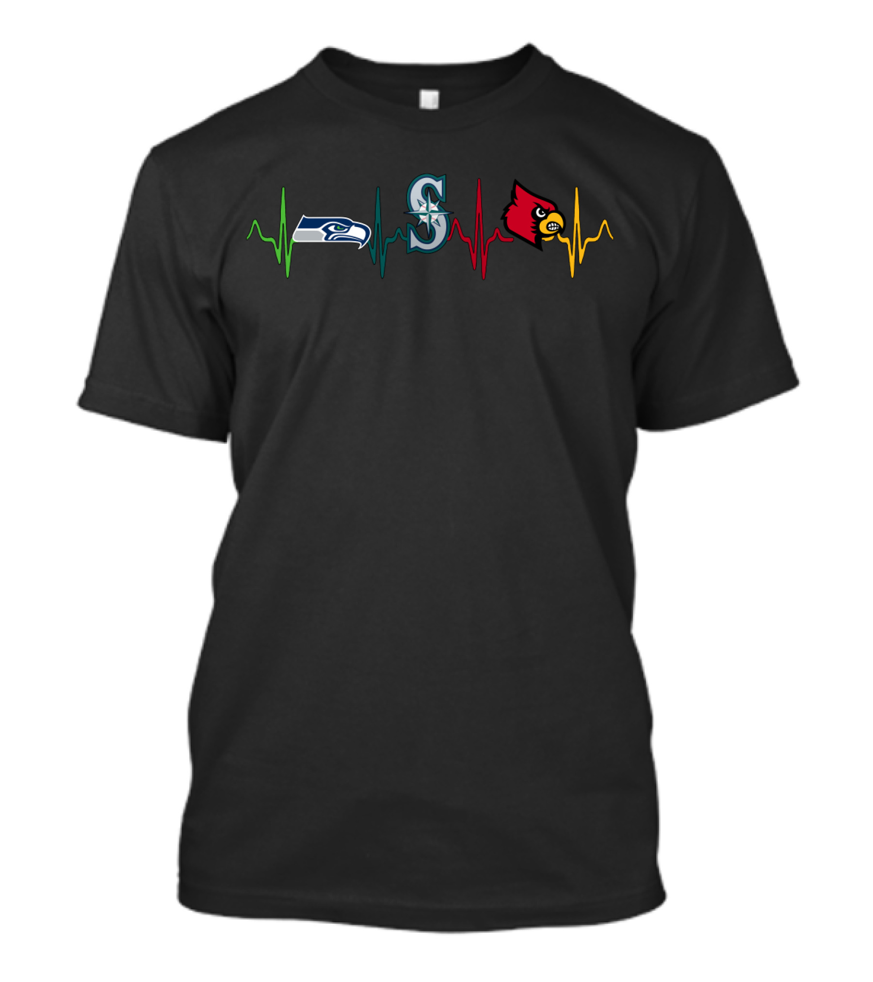 Seahawks Mariners Cardinals Heartbeat Lc T-Shirt