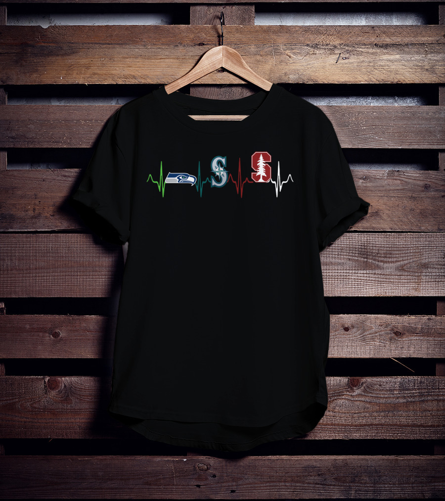 Seahawks Mariners Stanford Heartbeat T-Shirt
