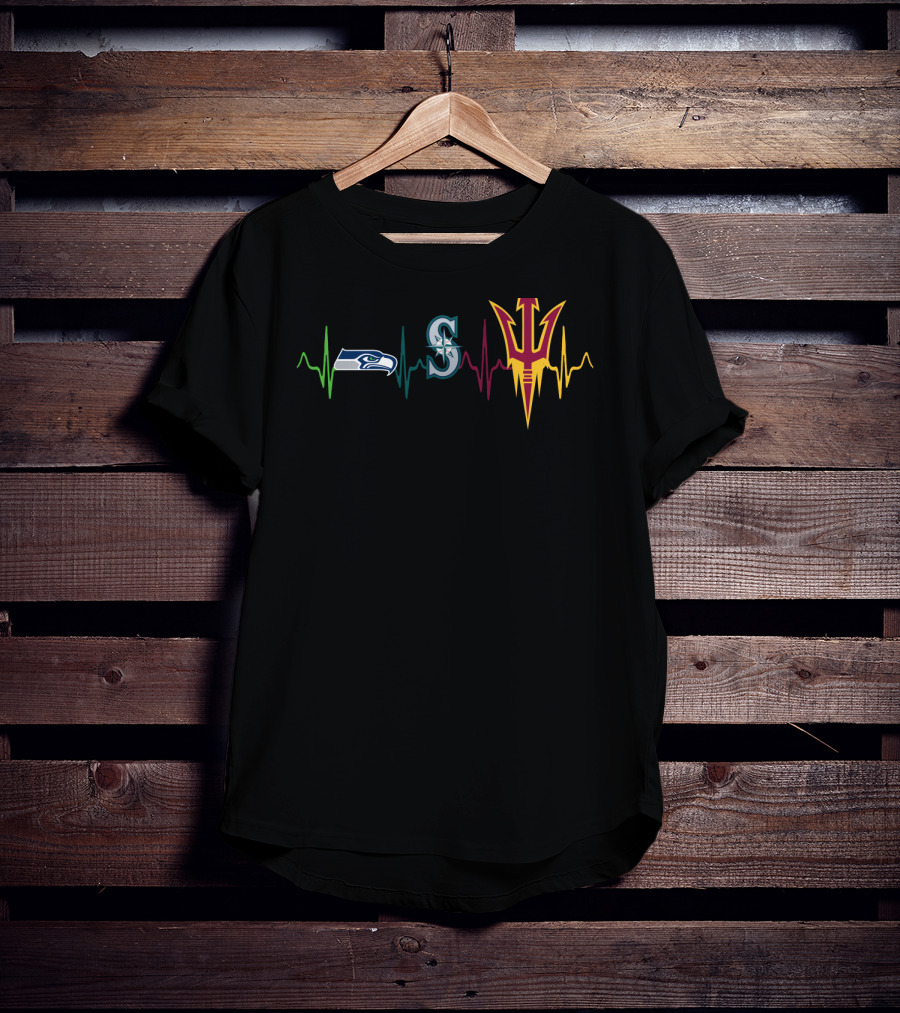 Seahawks Mariners Sun Devils Heartbeat T-Shirt