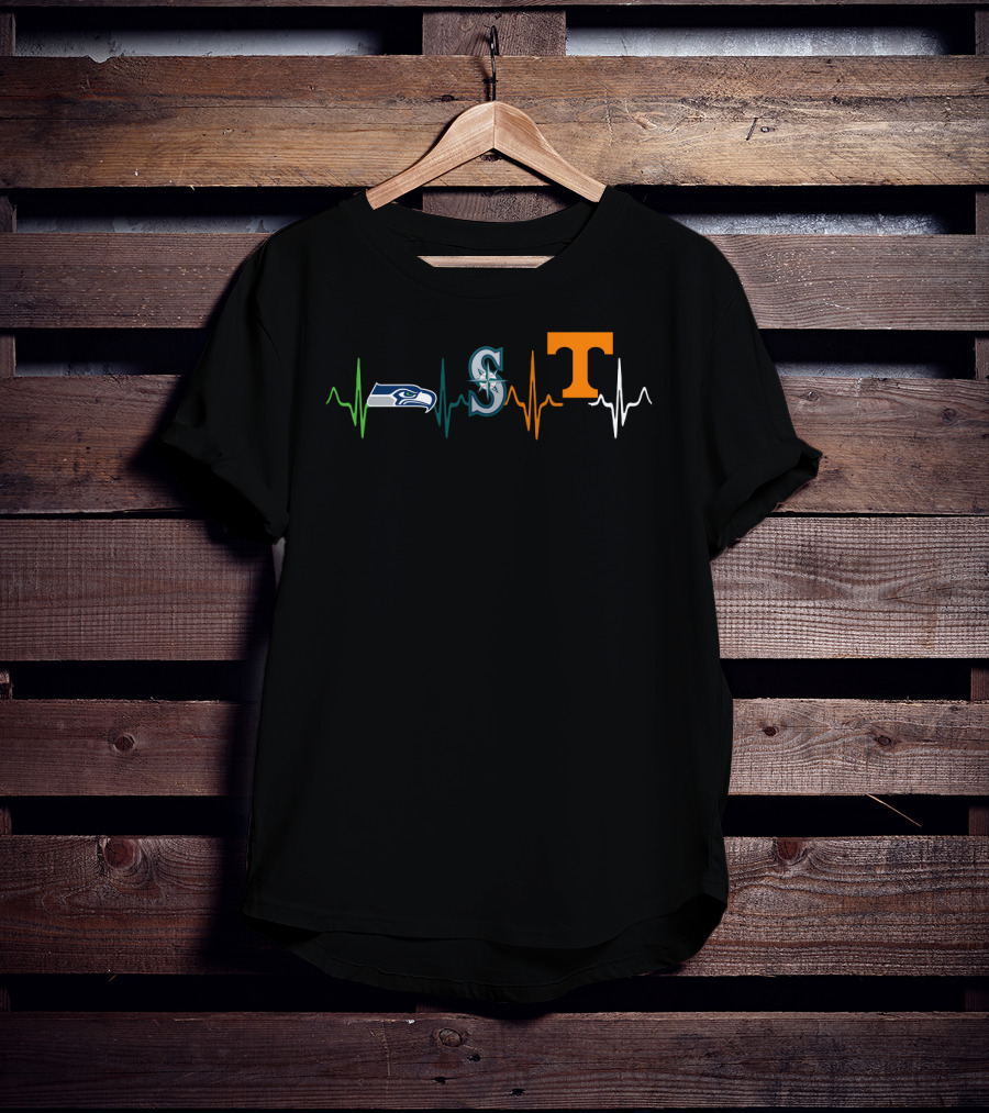 Love Seahawks Mariners Volunteers Heartbeat T-Shirt