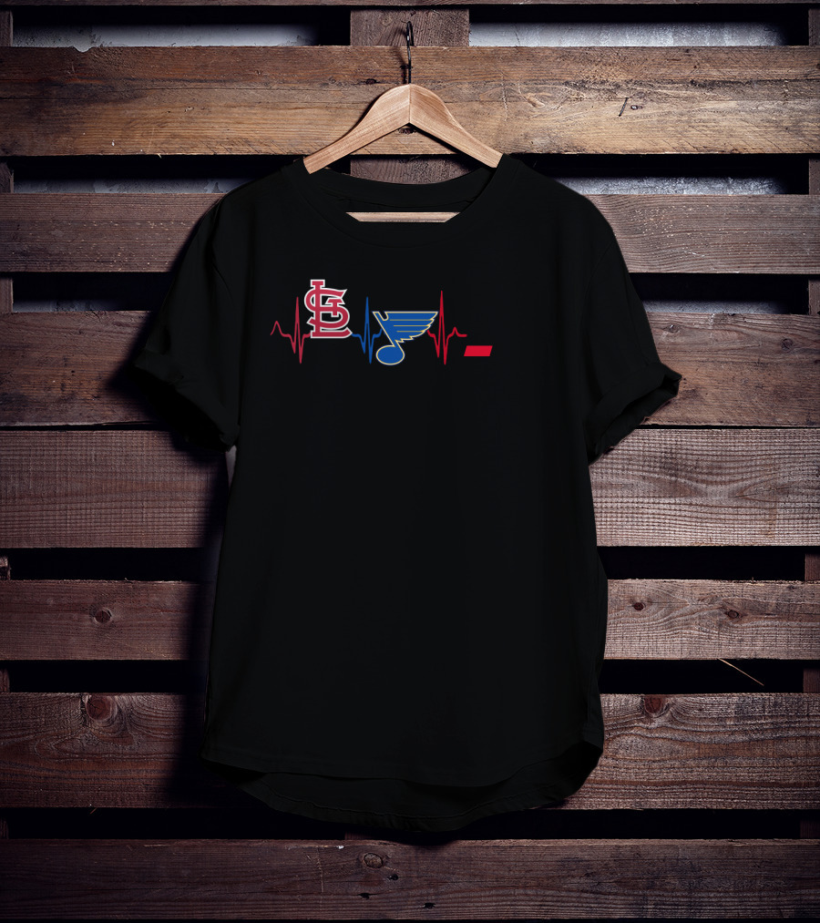 Love Stcardinals Blues Cincinnati Bearcats Heartbeat T-Shirt
