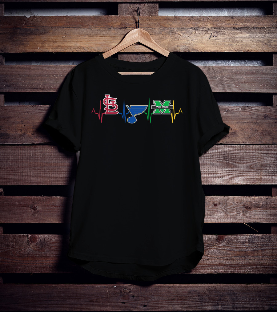 Stl Cardinals Blues Mth The Herd Heartbeat T-Shirt