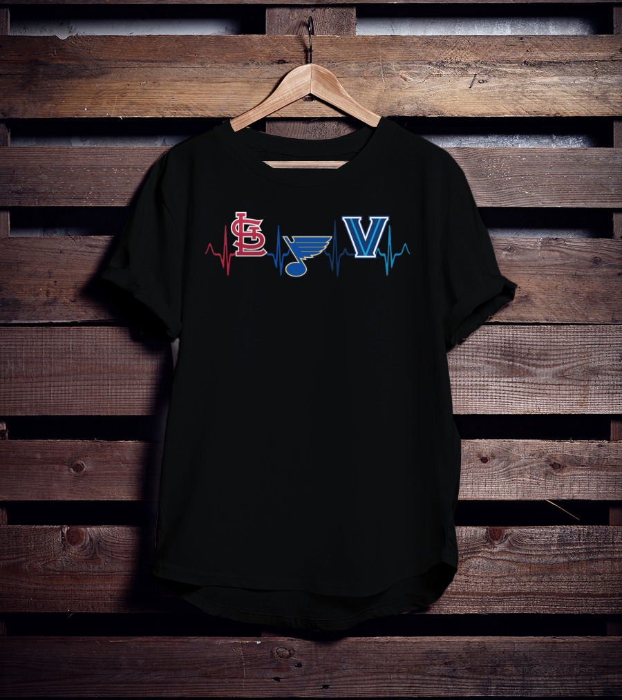 Stcardinals Love Blues Villanova Heartbeat T-Shirt
