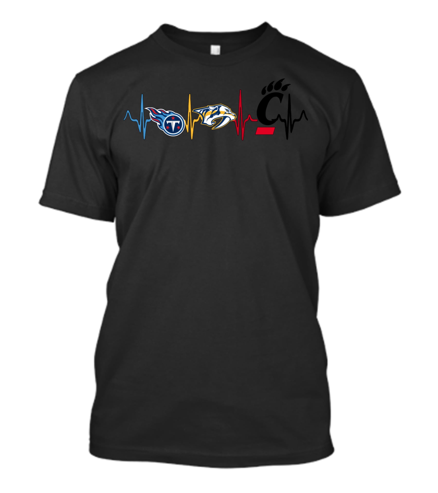 Tennessee Titans Nashville Predators Cincinnati Bearcats Heartbeat T-Shirt