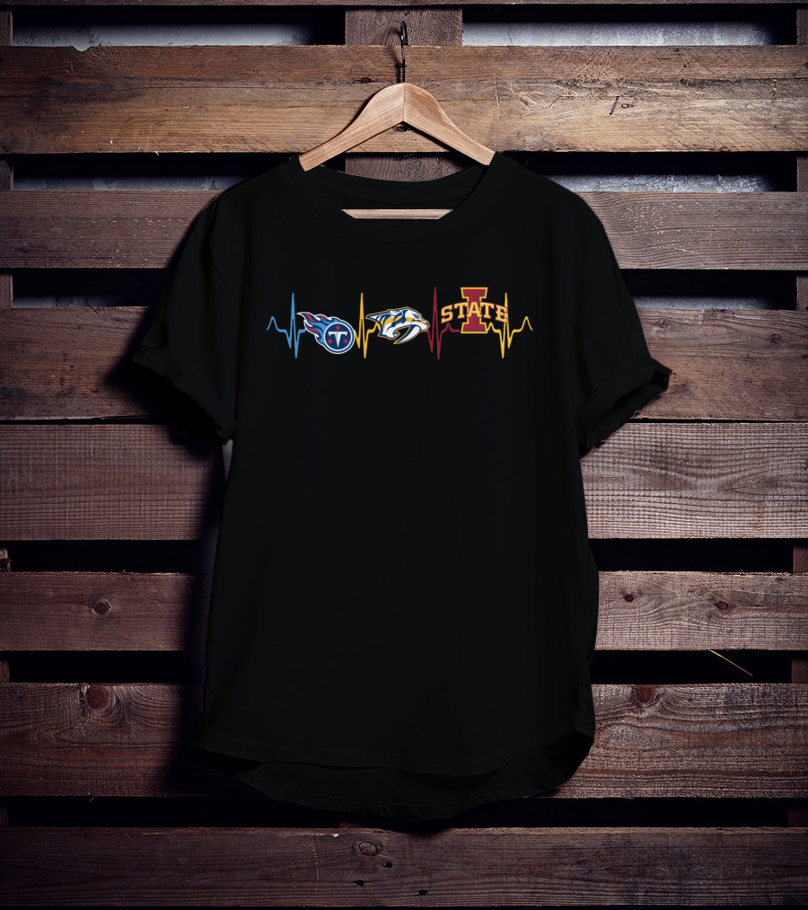 Tennessee Titans Nashville Predators Iowa State Heartbeat Isc T-Shirt