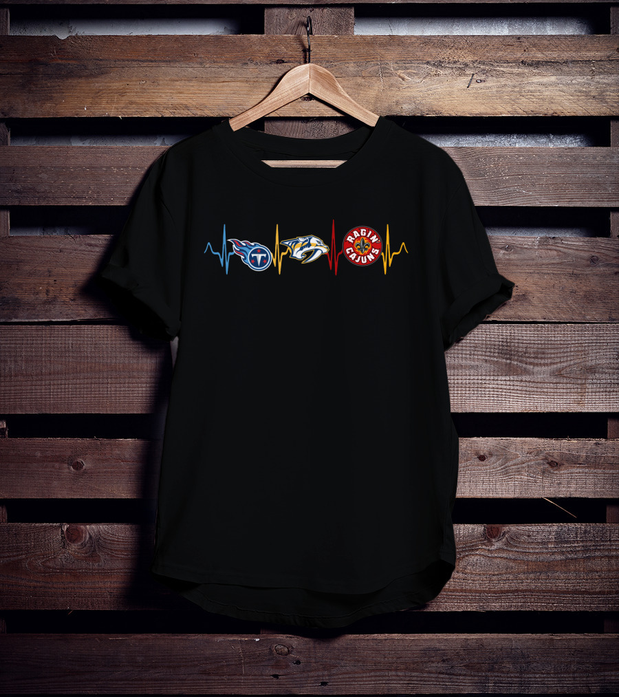 Titans Predators Ragin' Cajuns Lrc Heartbeat T-Shirt
