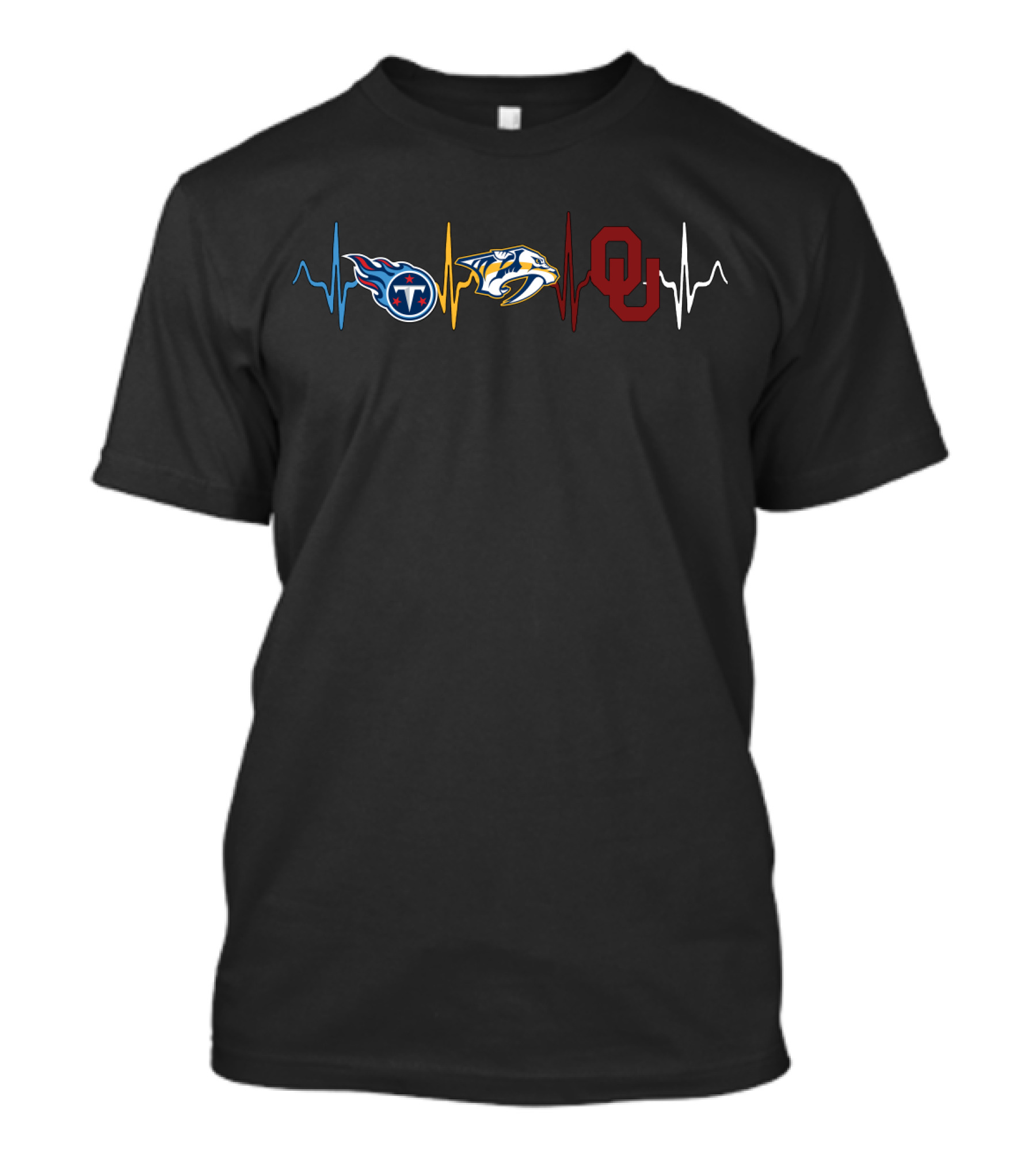 Tennessee Titans Nashville Predators Oklahoma Sooners Heartbeat T-Shirt