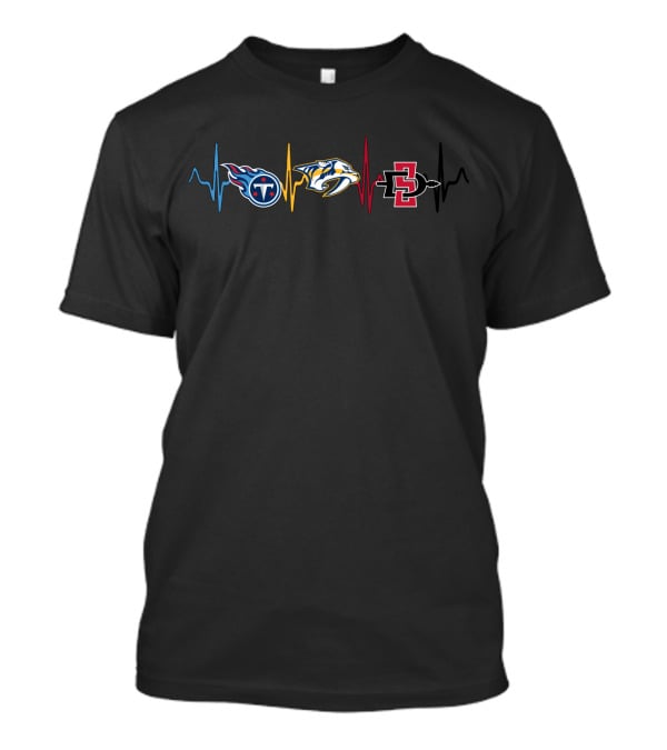 Tennessee Titans Nashville Predators San Diego State Aztecs Heartbeat T-Shirt