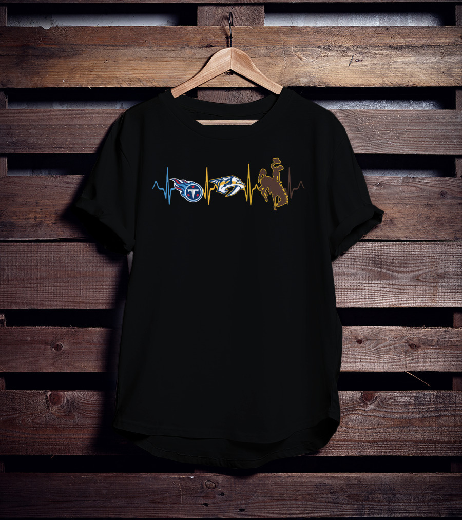 Tennessee Titans Nashville Predators Wyoming Cowboys Pulse Line T-Shirt
