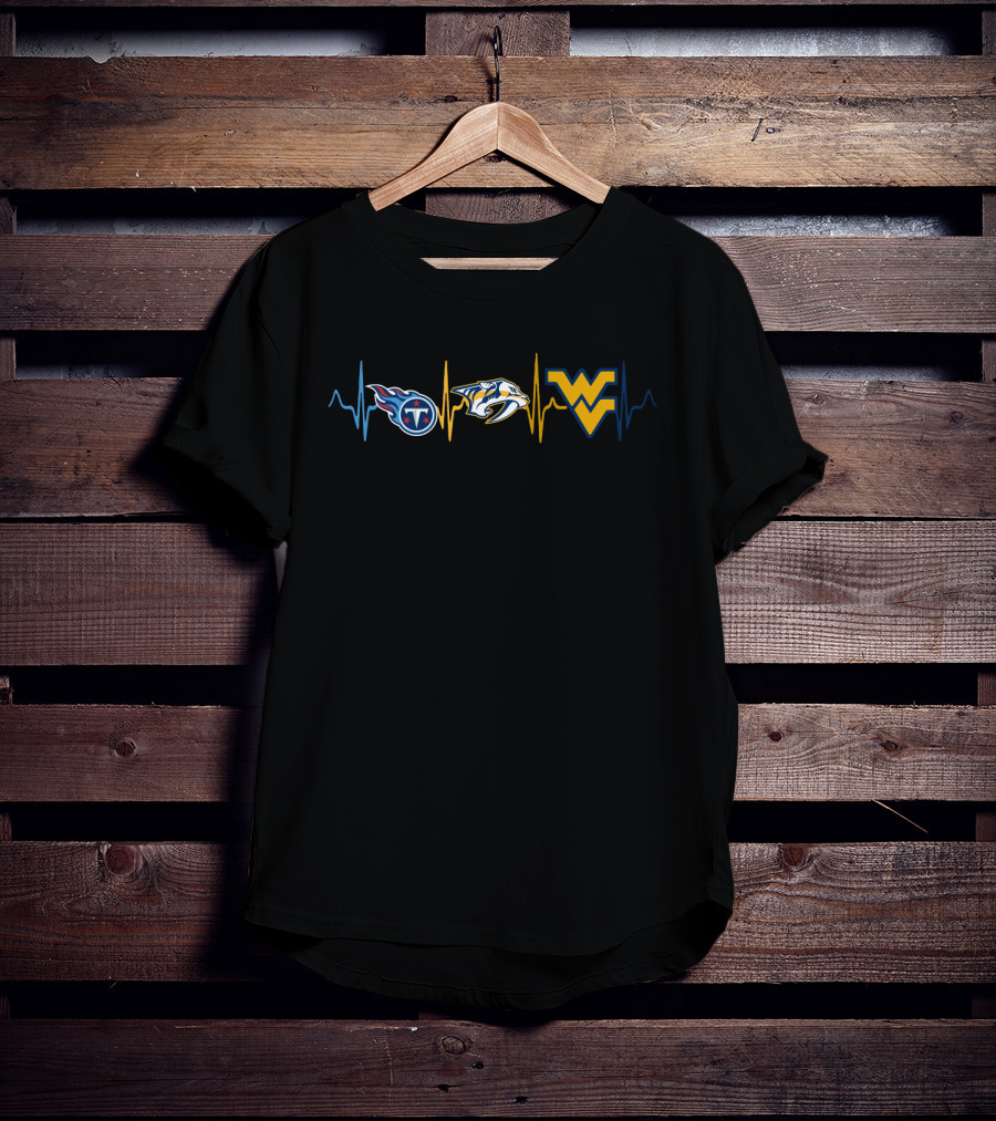 Tennessee Titans Nashville Predators West Virginia Mountaineers Heartbeat T-Shirt
