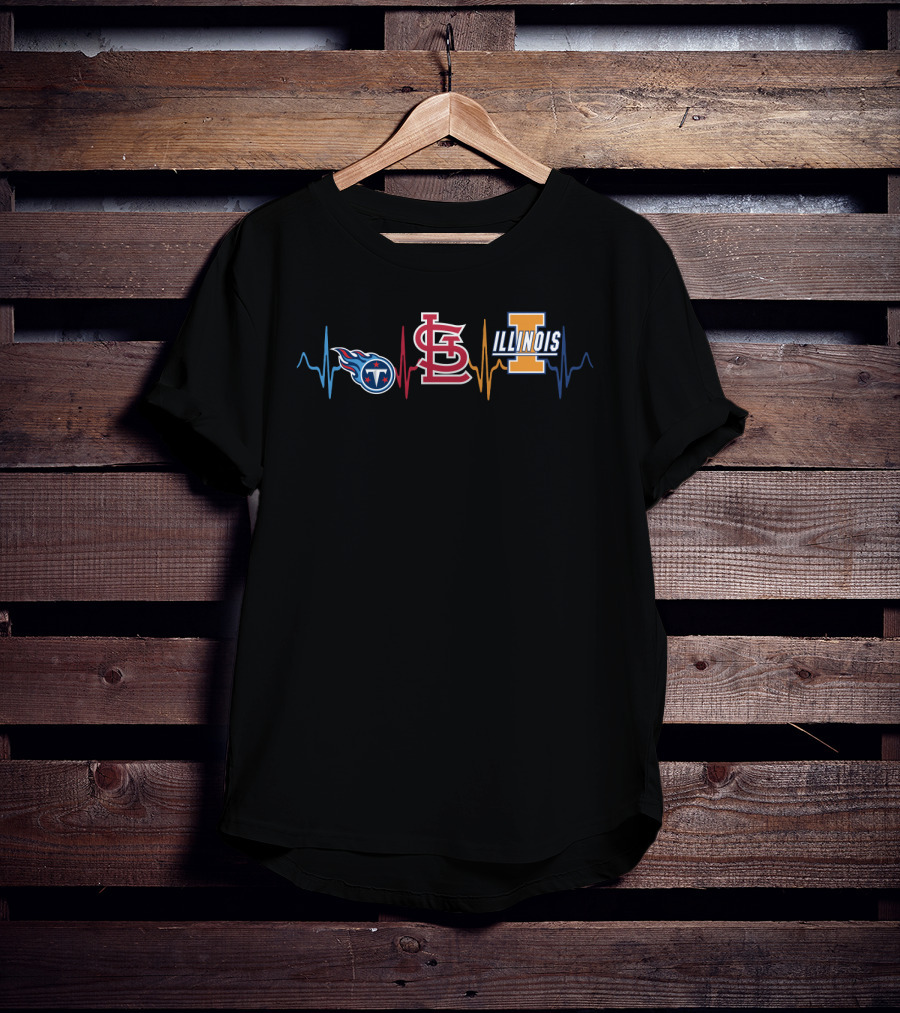 Tennessee Titans St. Louis Cardinals Illinois Fighting Illini Heartbeat T-Shirt