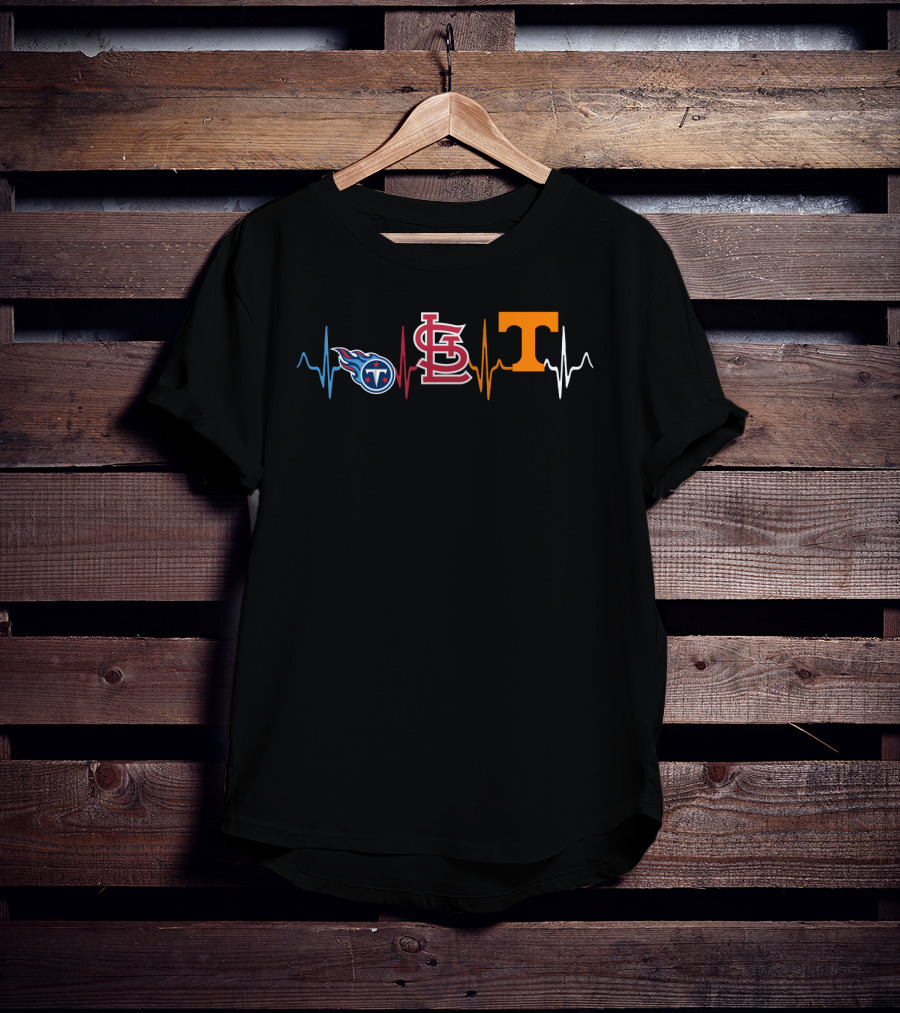 Love Titans St. Louis Cardinals Tennessee Vols Heartbeat T-Shirt