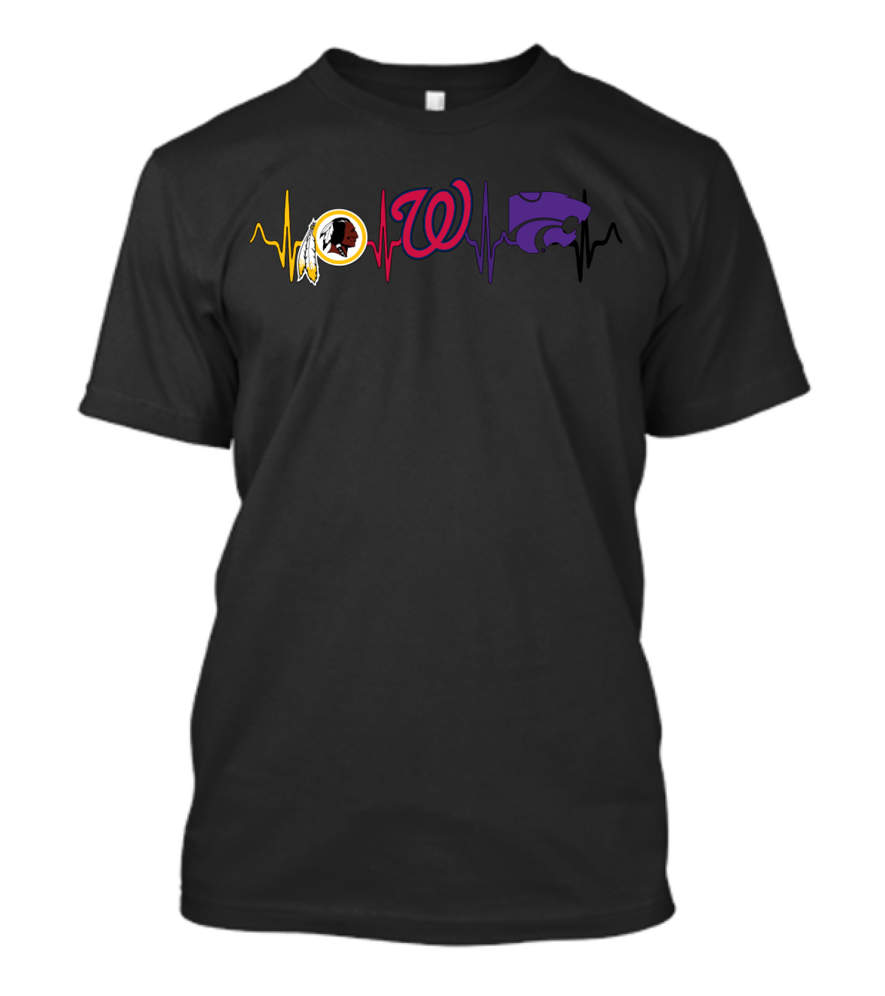 Love Redskins Nationals Wildcats Heartbeat T-Shirt