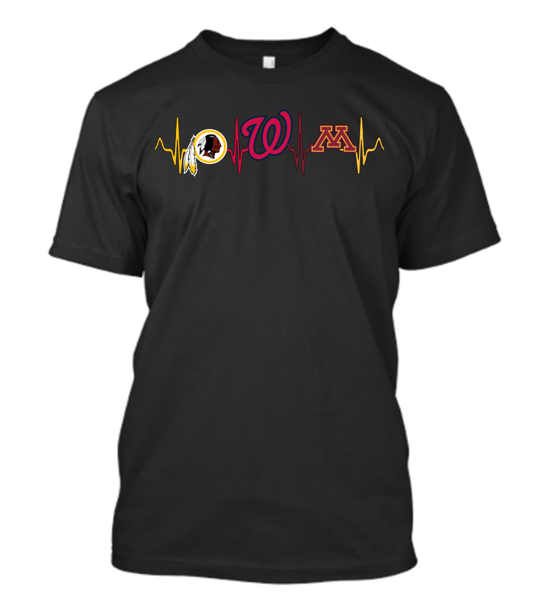 Love Redskins Nationals Minnesota Gophers Heartbeat Mgg T-Shirt