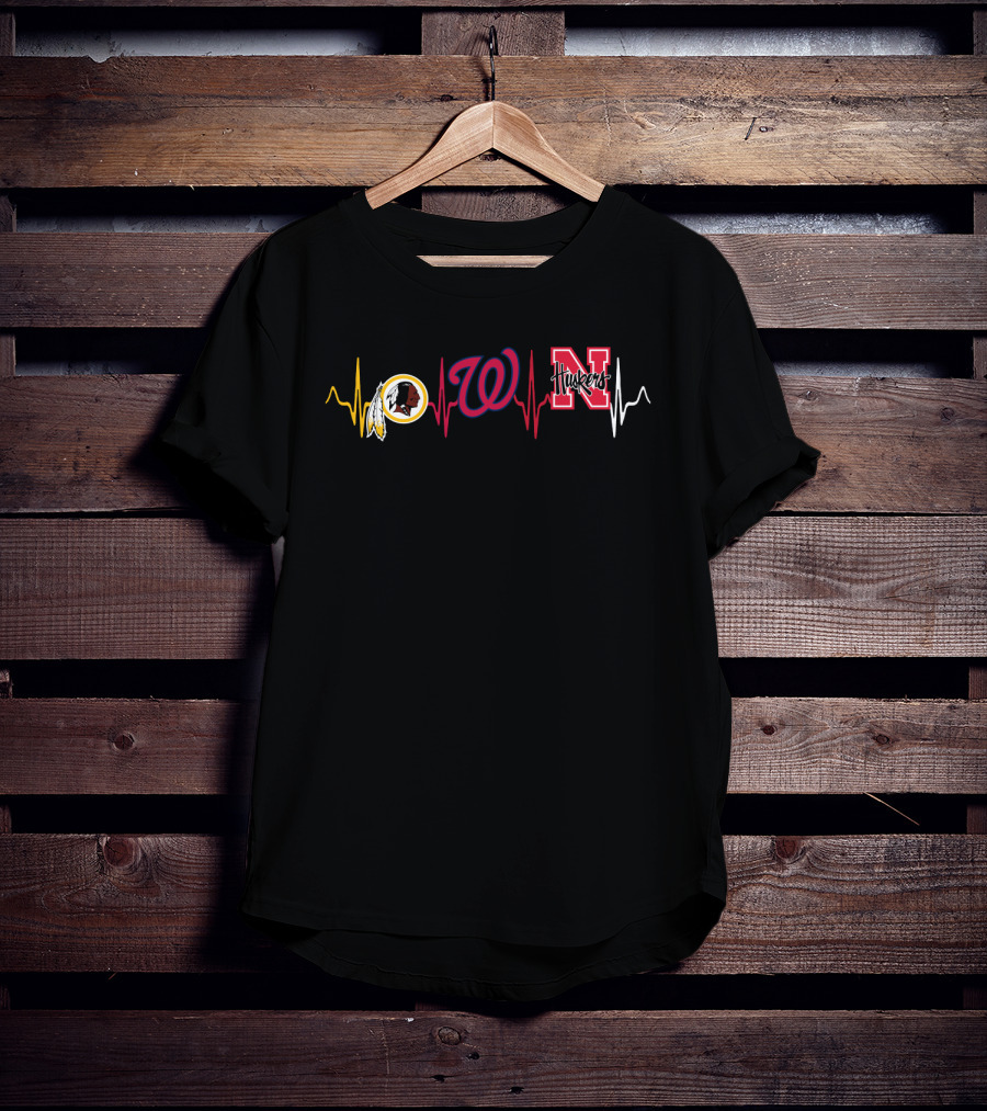 Love Redskins Nationals Huskers Heartbeat T-Shirt