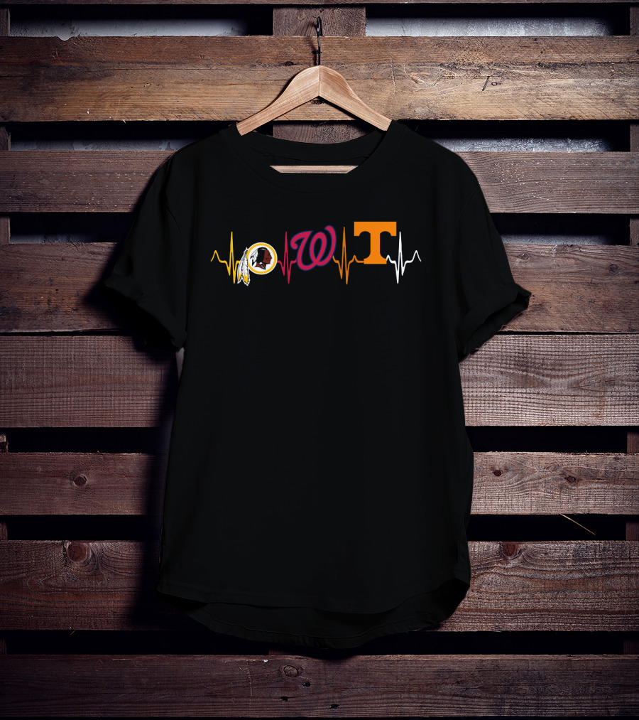 Washington Redskins Nationals Tennessee Volunteers Heartbeat T-Shirt