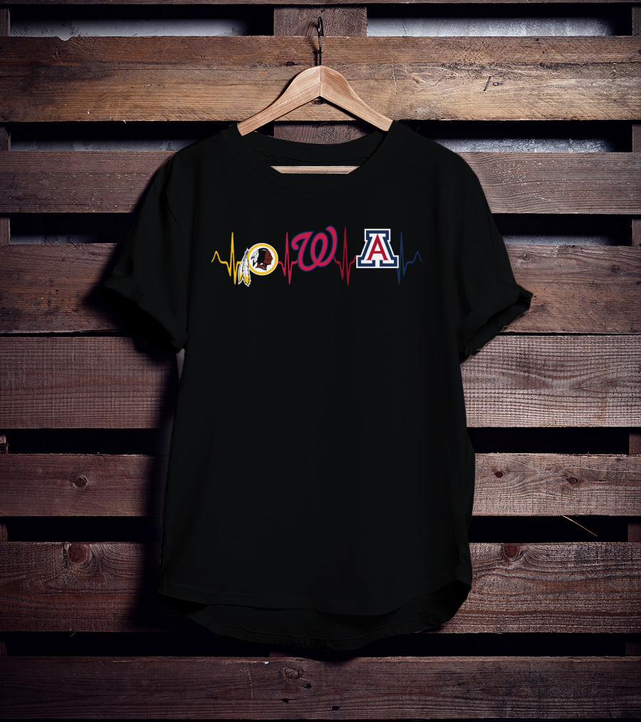 Redskins Nationals Wildcats Heartbeat Icons T-Shirt