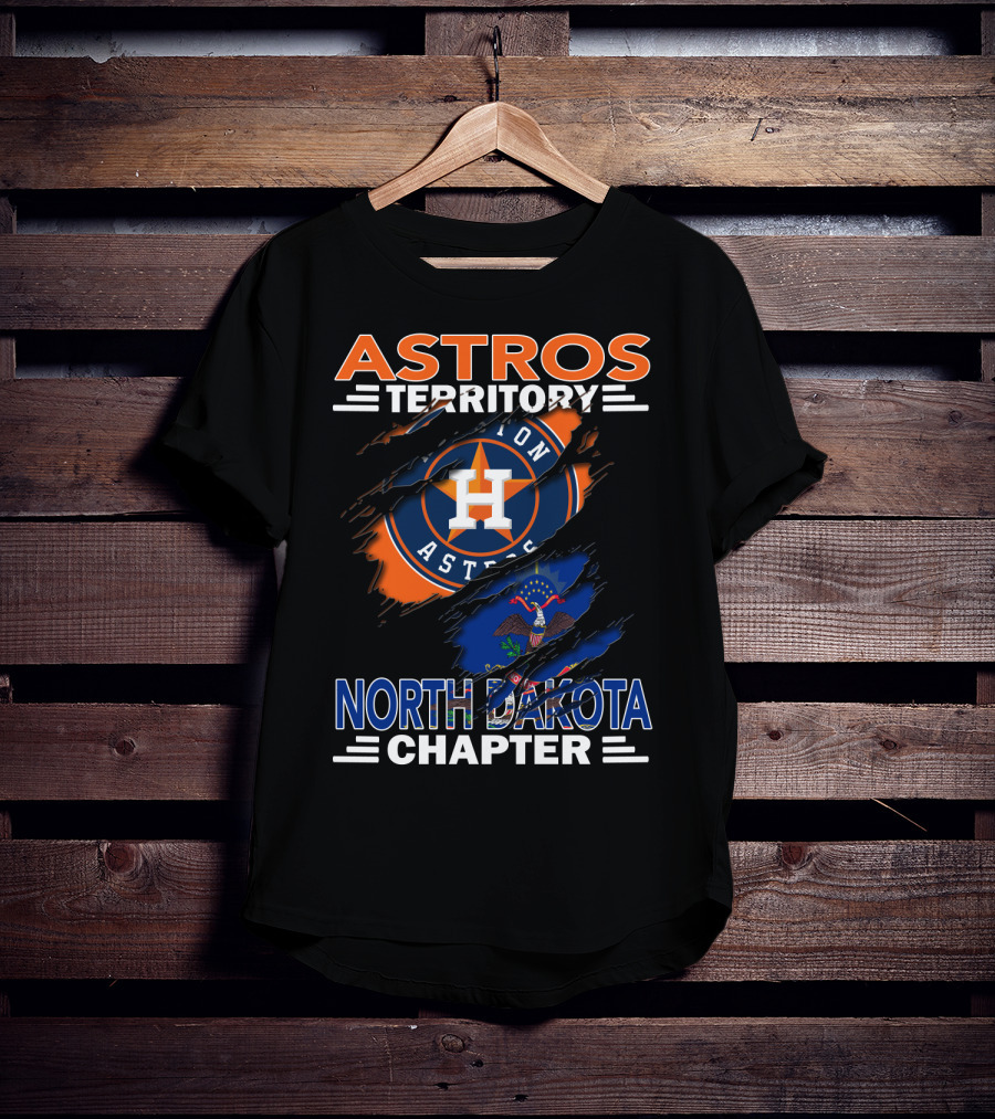 Astros Territory North Dakota Chapter With Houston Astros Emblem And State Flag T-Shirt