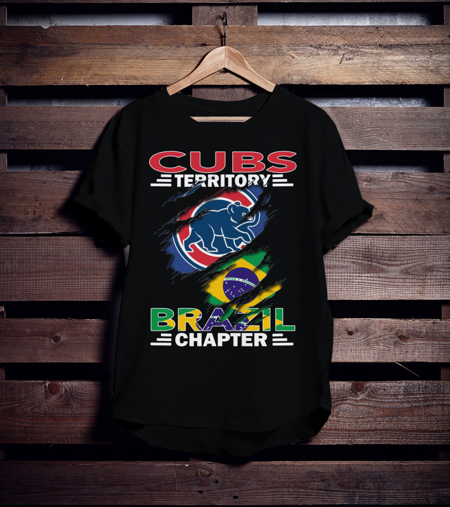 Cubs Territory Brazil Chapter Chicago Cubs Logo And Brazilian Flag T-Shirt