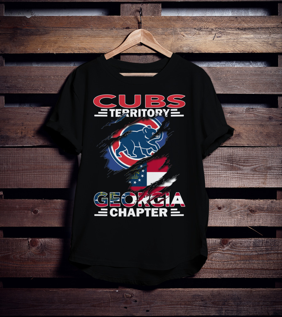 Cubs Territory Georgia Chapter Chicago Cubs Logo With Georgia Flag T-Shirt