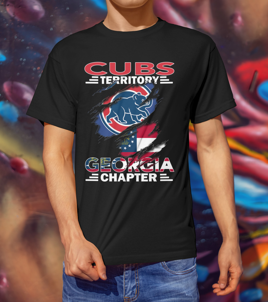 Cubs Territory Georgia Chapter Chicago Cubs Logo With Georgia Flag T-Shirt