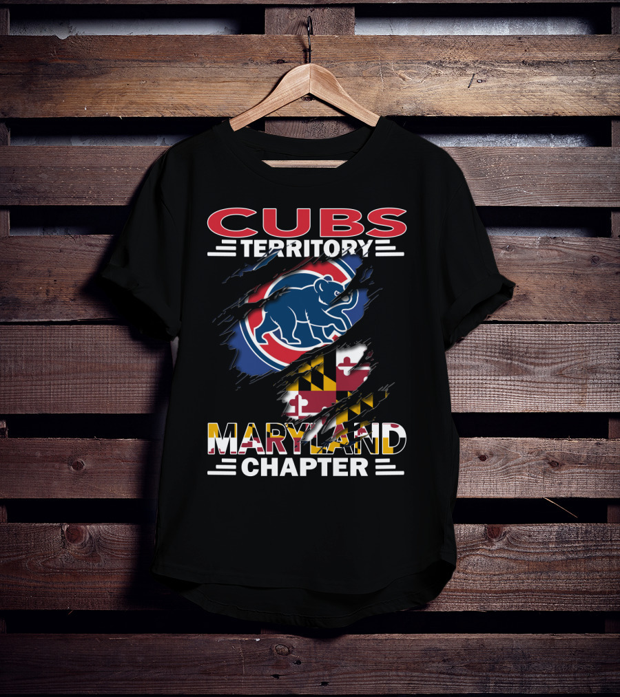 Cubs Territory Maryland Chapter Blue Bear Red Circle Maryland Flag T-Shirt