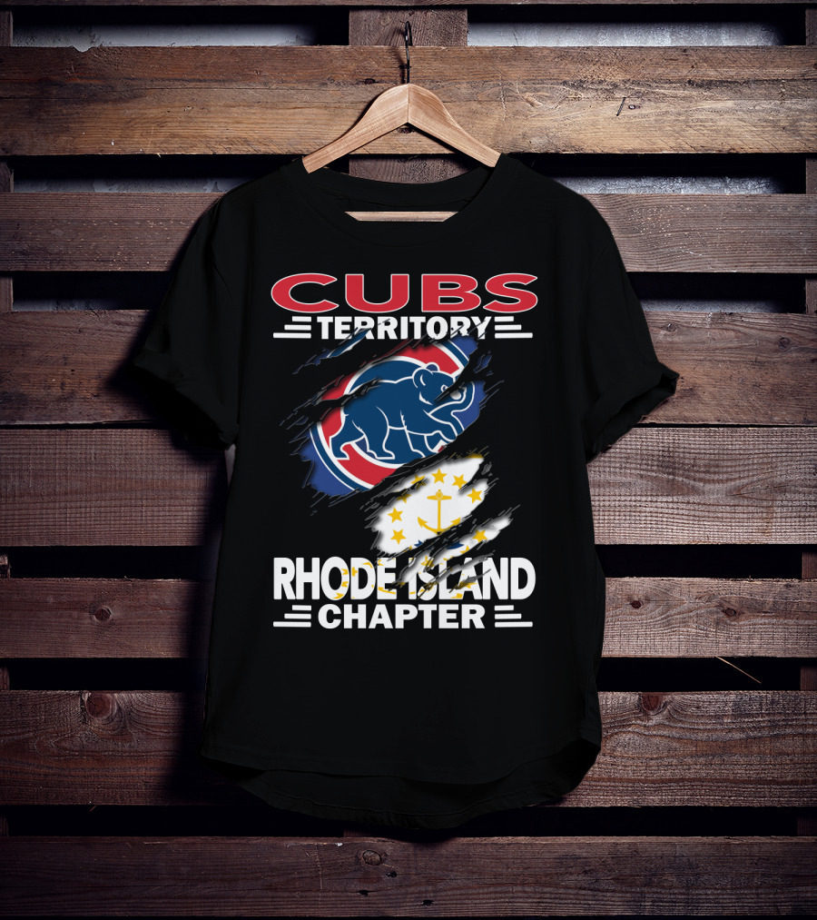 Cubs Territory Rhode Island Chapter Logo With Chicago Cubs And Rhode Island State Symbols T-Shirt