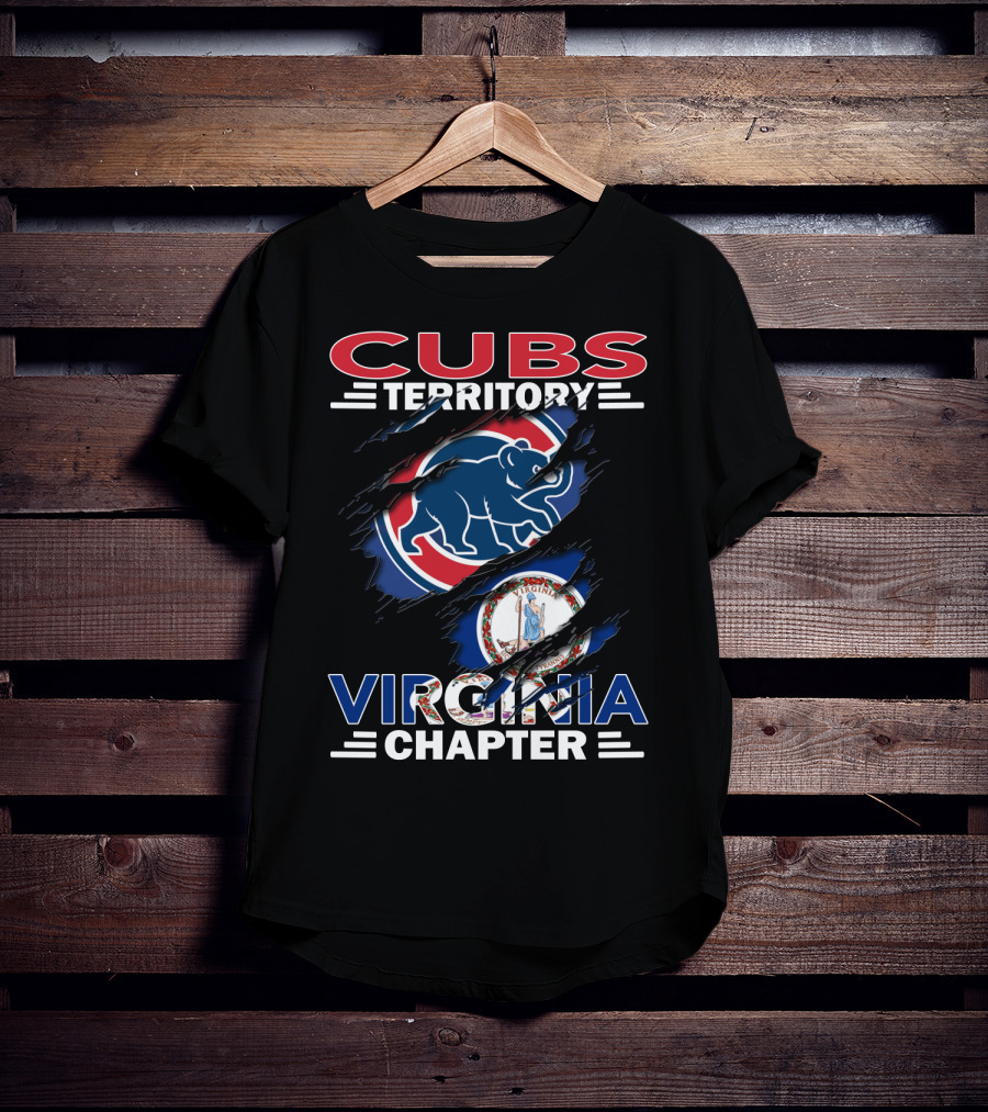 Cubs Territory Virginia Chapter Slash Design With Chicago Cubs Logo And Virginia State Emblem T-Shirt