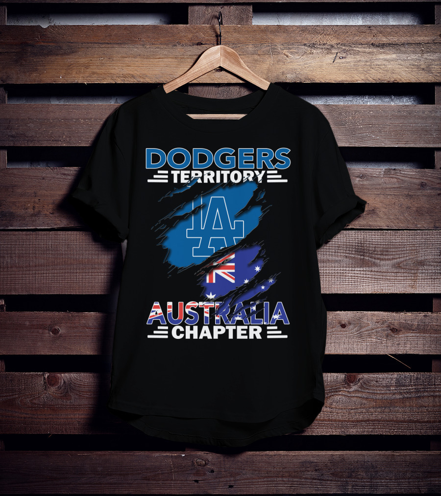 Dodgers Territory Australia Chapter LA Logo And Australian Flag Elements T-Shirt