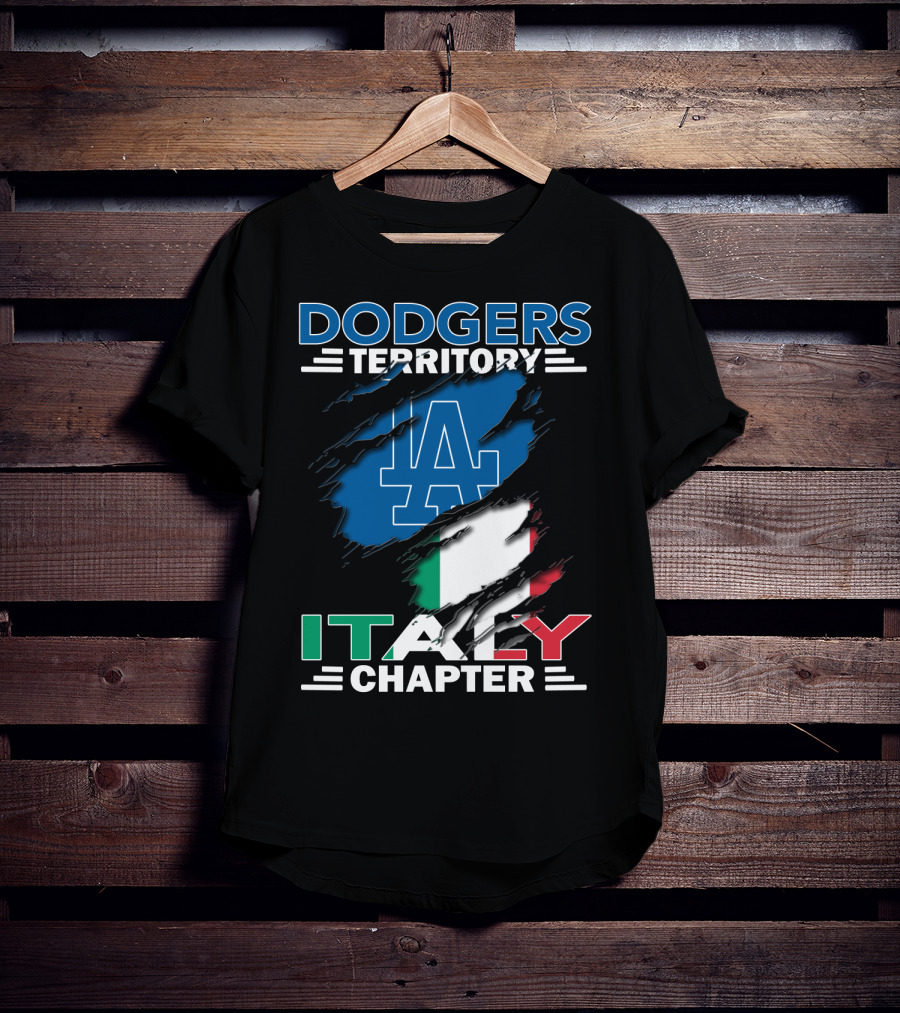 Dodgers Territory Italy Chapter LA Logo Italian Flag T-Shirt