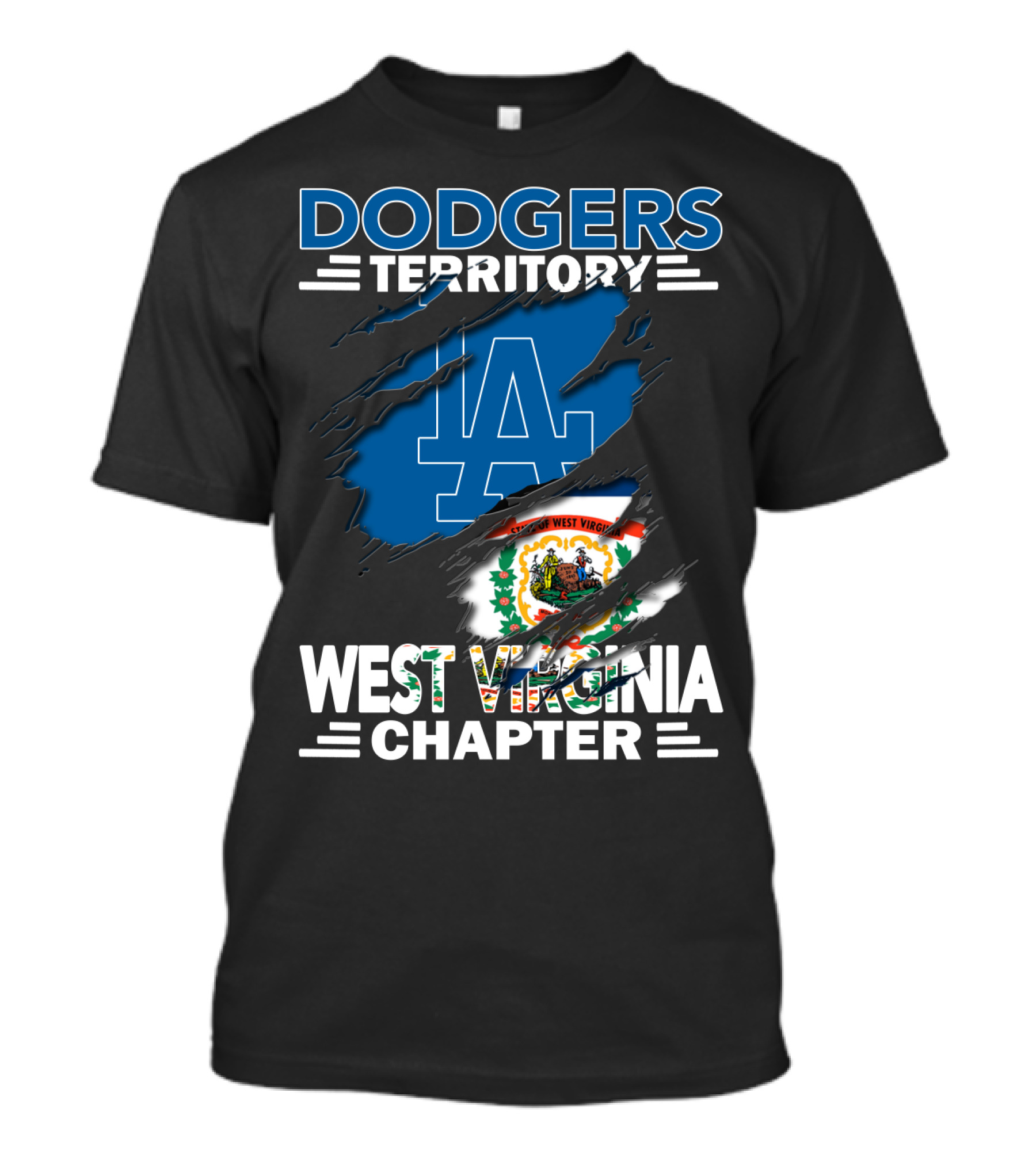 Dodgers Territory LA Emblem West Virginia Chapter T-Shirt