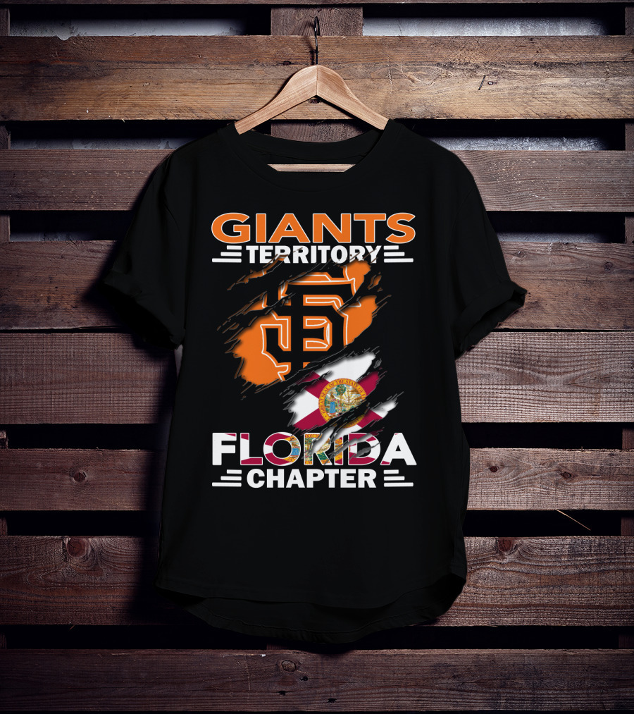 Giants Territory Florida Chapter Sf Logo And Florida Flag Fusion T-Shirt