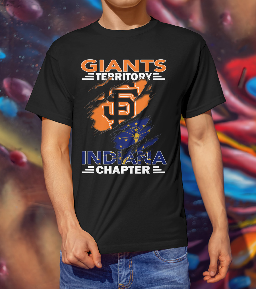 Giants Territory Indiana Chapter Sf Logo And Indiana Flag T-Shirt