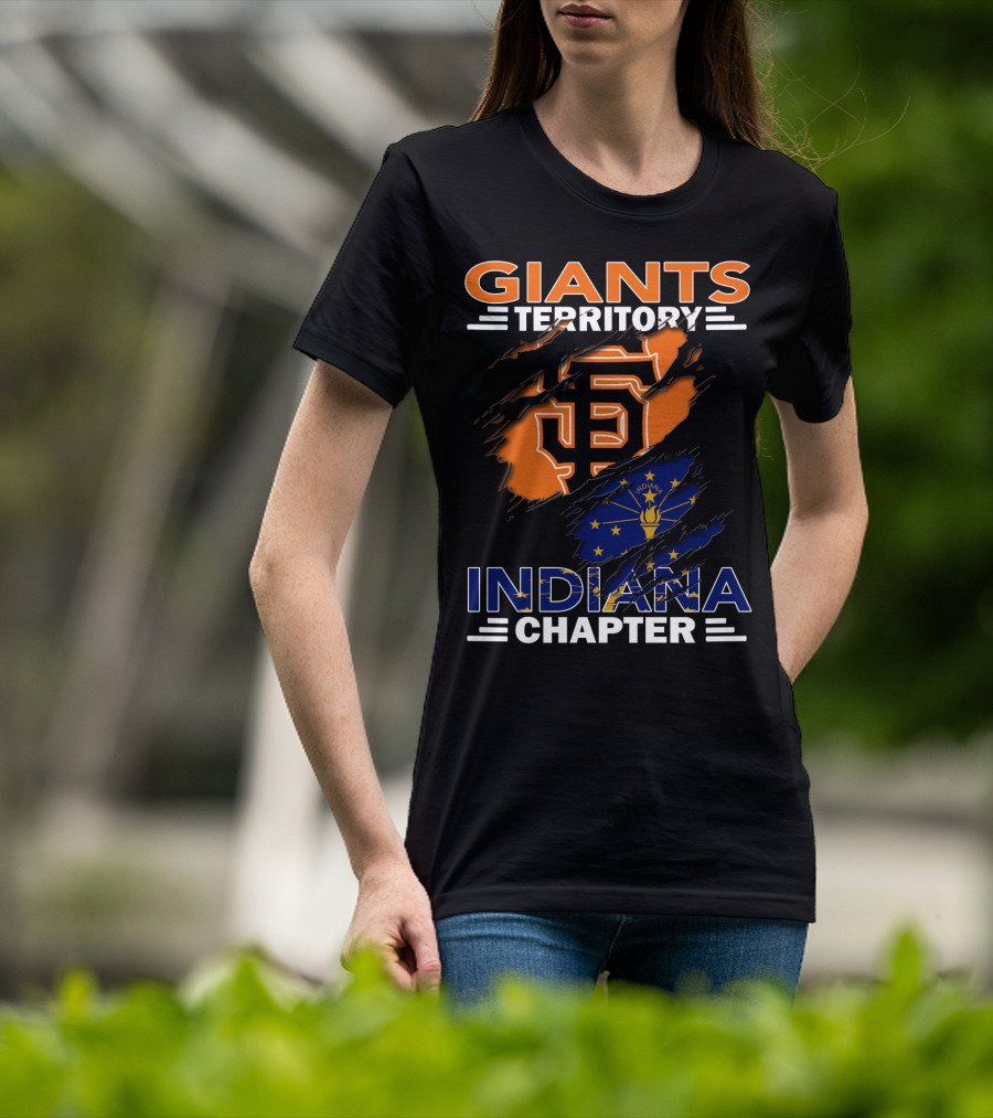 Giants Territory Indiana Chapter Sf Logo And Indiana Flag T-Shirt