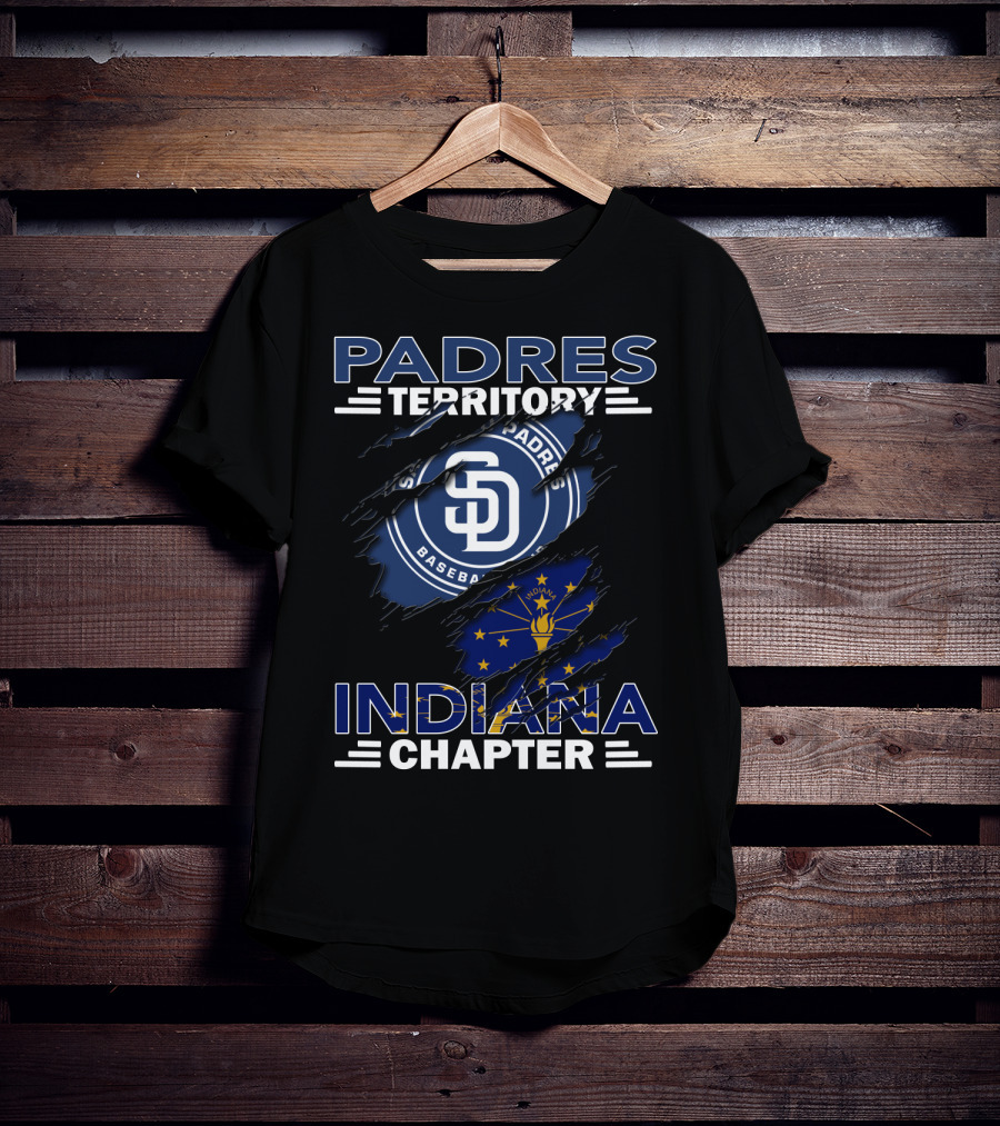 Padres Territory Indiana Chapter San Diego Baseball Indiana Flag T-Shirt