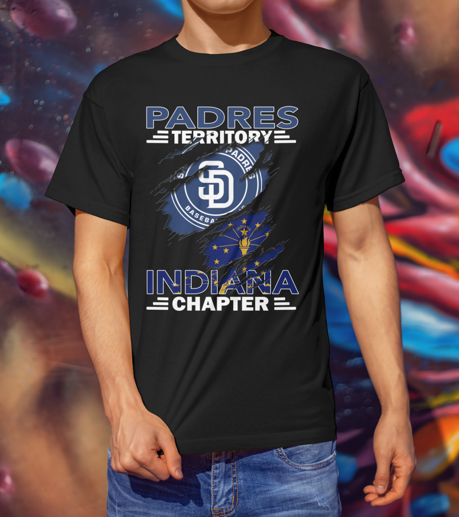 Padres Territory Indiana Chapter San Diego Baseball Indiana Flag T-Shirt