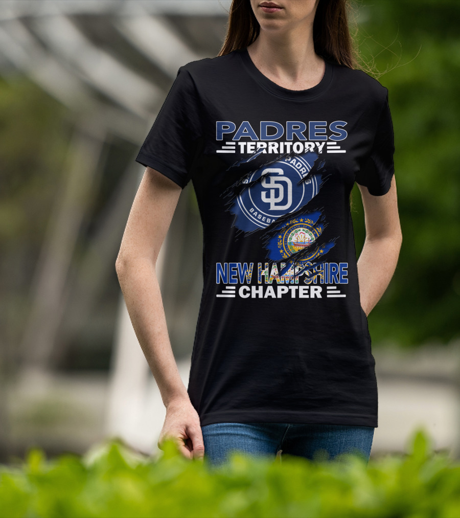 Padres Territory New Hampshire Chapter San Diego Padres Baseball Logo New Hampshire Flag T-Shirt