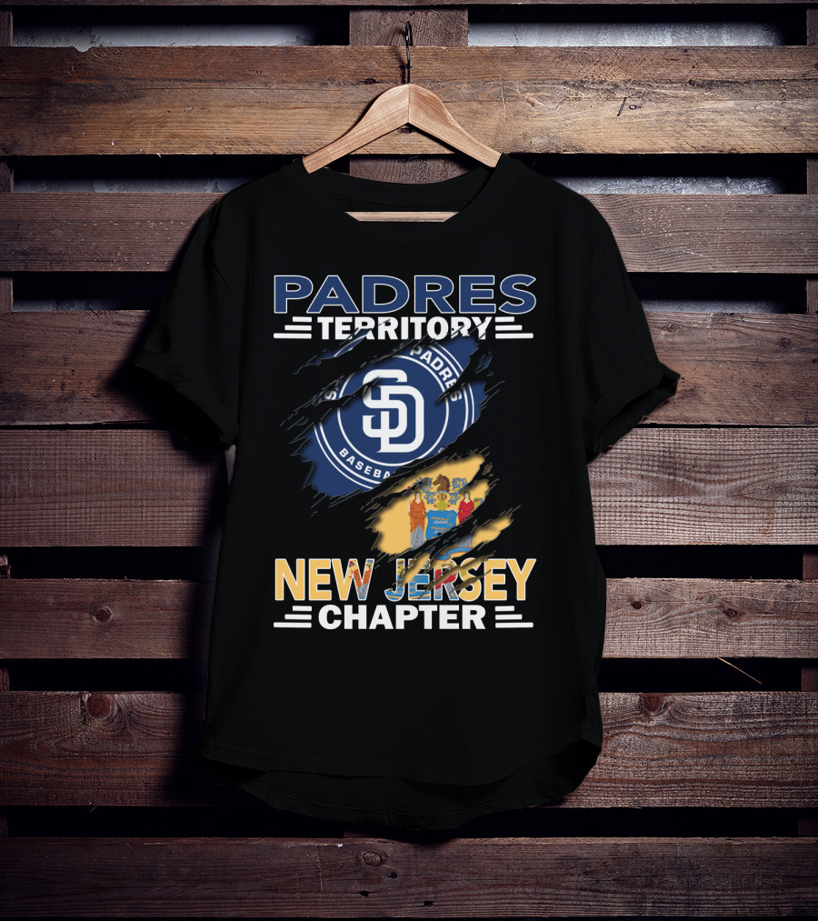 Padres Territory New Jersey Chapter SD Baseball Logo And State Flag Elements T-Shirt