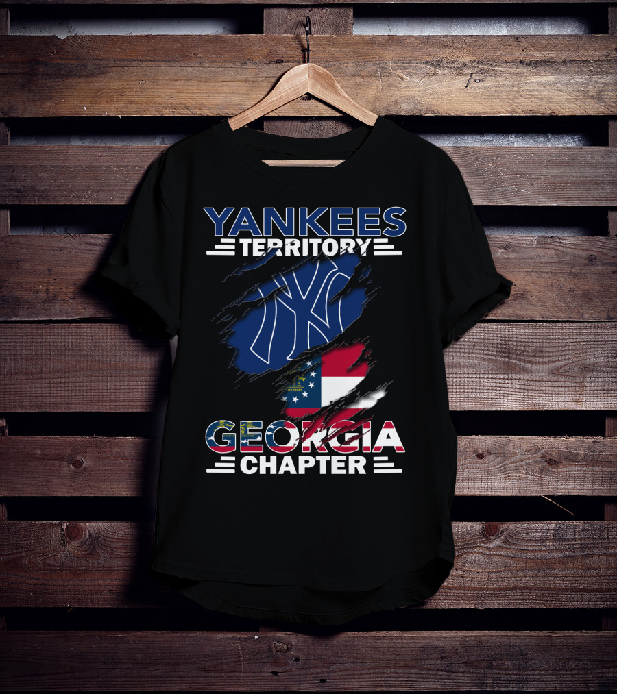 Yankees Territory Georgia Chapter With Flag And Logo Background T-Shirt