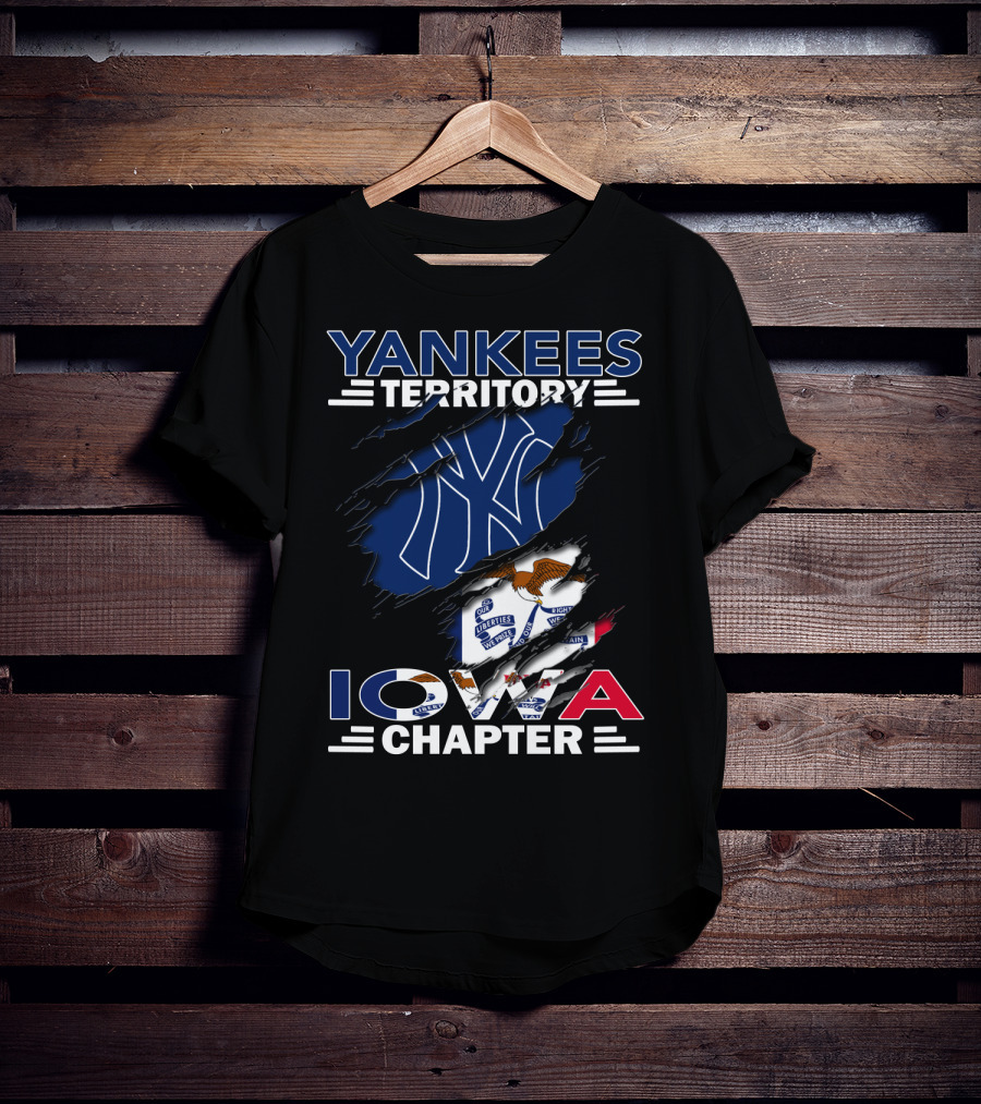 Yankees Territory Iowa Chapter New York Yankees Logo And Iowa Flag Elements T-Shirt