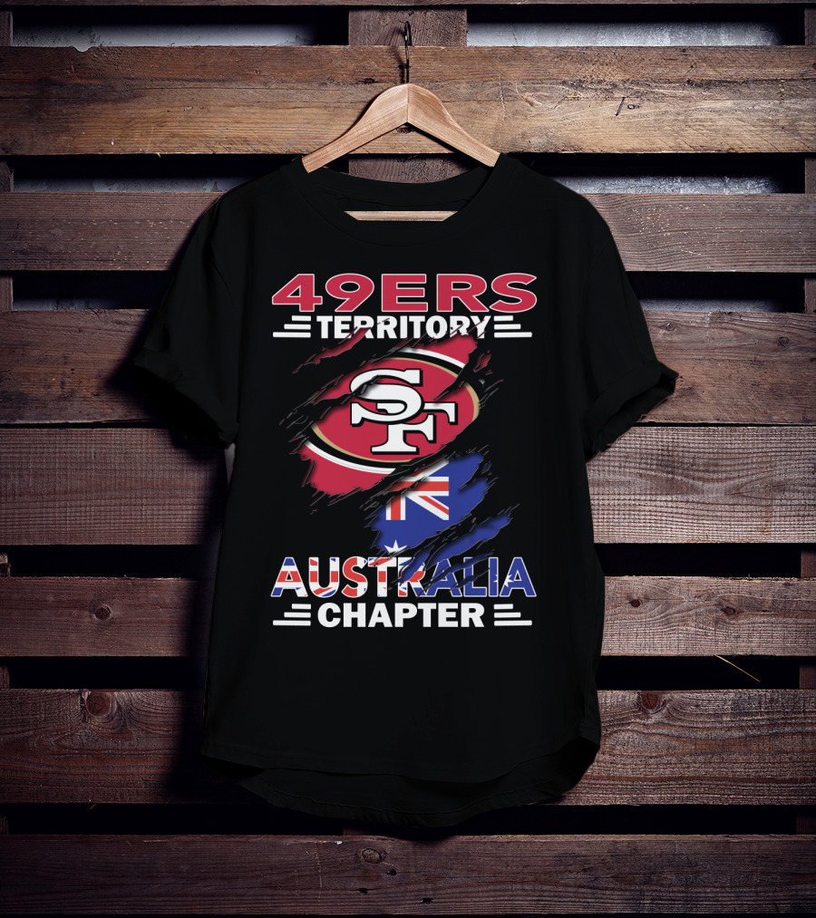49ers Territory Australia Chapter SF Logo With Australian Flag Background T-Shirt