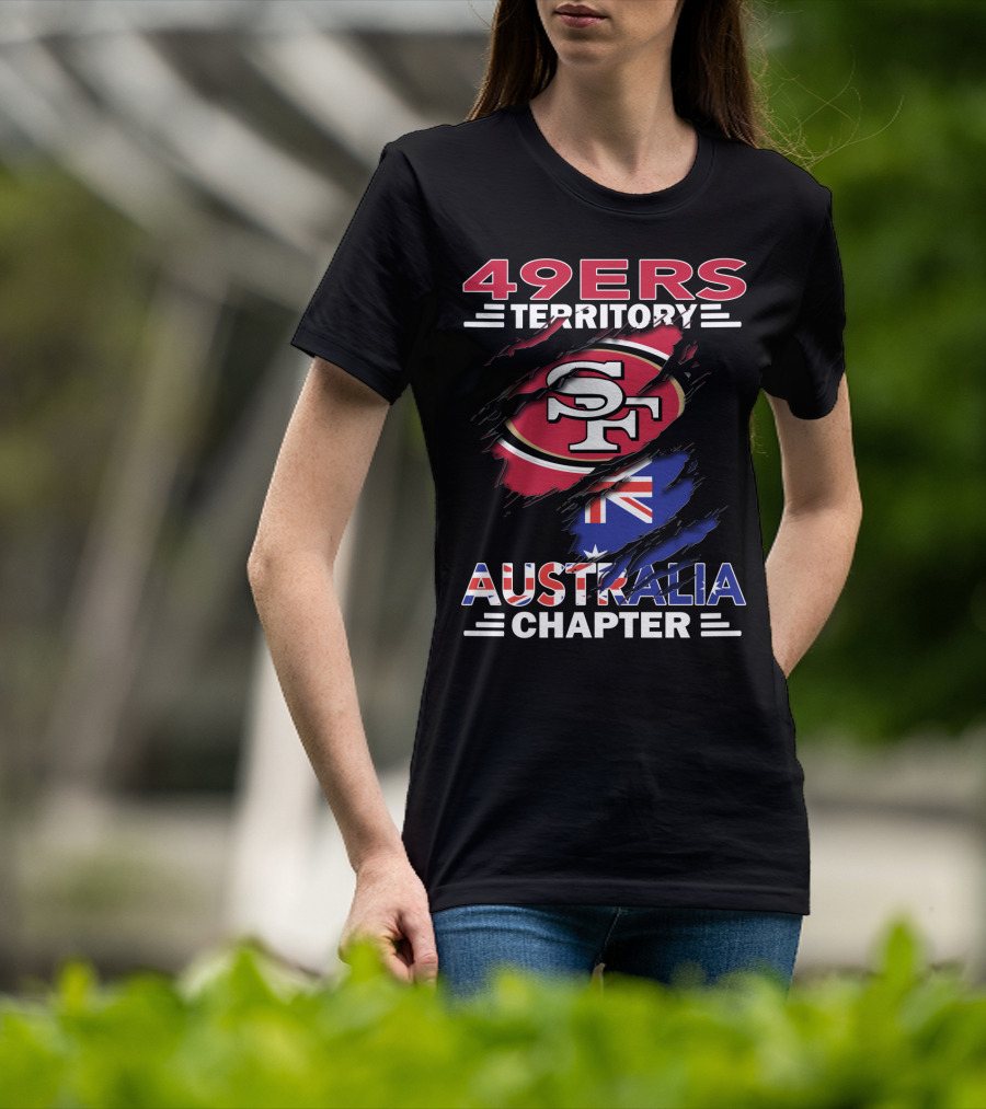 49ers Territory Australia Chapter SF Logo With Australian Flag Background T-Shirt